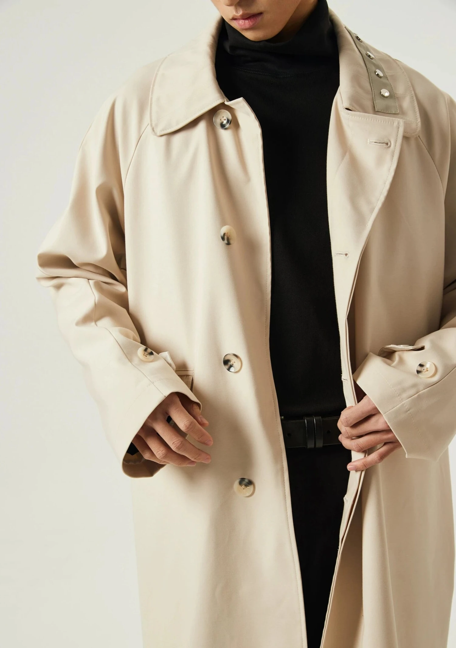 Slim Long Single-Breasted Coat With Collar Studs 10 Slim Long Single-Breasted Coat With Collar Studs - Image 10