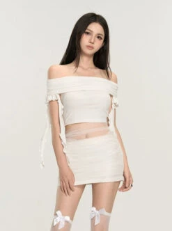 Off-Shoulder Ruched Crop Top With Tie Sleeves 15 Off-Shoulder Ruched Crop Top With Tie Sleeves -Modern Wear Shop 091c3a0efaf988baff8090c09e46d34c