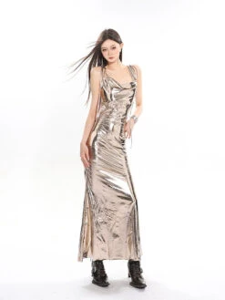 Metallic Sheen Draped Halter Maxi Dress 22 Metallic Sheen Draped Halter Maxi Dress -Modern Wear Shop 09c9cdd712251c7493e658881c99326d