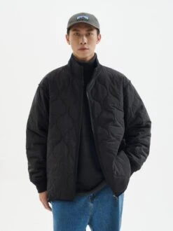 Quilted Zip-Up Jacket With Stand Collar -Modern Wear Shop 09d8001f581811997fb9842046fb555b
