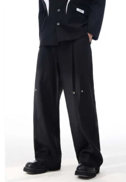 Pleated Straight Fit Pants With Knee Buttons -Modern Wear Shop 0a019168e7704eda50e867db080a3501