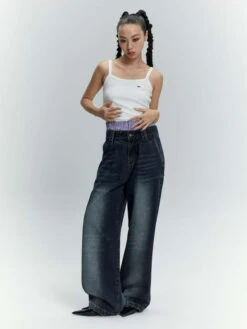 Mid-Waist Wide Leg Faded Jeans -Modern Wear Shop 0a0973920493662baa95ffcb8aa4a850