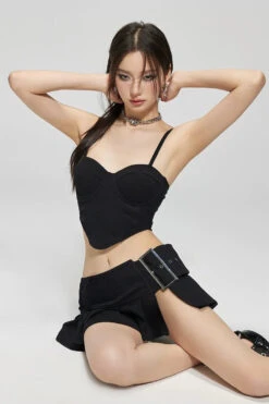 Textured Bustier Bikini Top With Belted Skirtini Set -Modern Wear Shop 0a15b00b2b779367c594927f69eb3f63