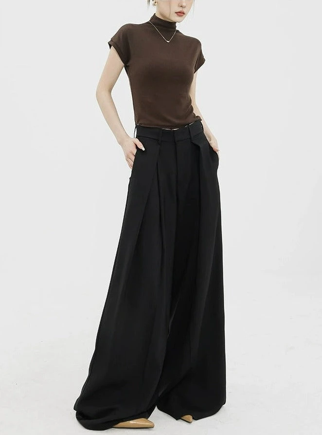 Wide Leg Criss-Cross Pleated Palazzo Trousers 16 Wide Leg Criss-Cross Pleated Palazzo Trousers - Image 16
