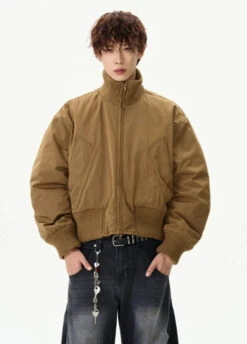 Ribbed Collar Cropped Bomber Flight Jacket -Modern Wear Shop 0a20c674eb835fa2225c7a93515aed1a