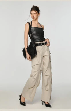 Metallic Ruched Halter Neck Crop Top -Modern Wear Shop 0abc7b2c571d912963ad0a2a7bb9aced