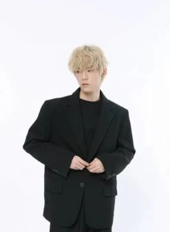 Structured Single-Breasted Retro Oversized Blazer -Modern Wear Shop 0b0215d23b2125aedcdca8ecaaa05090