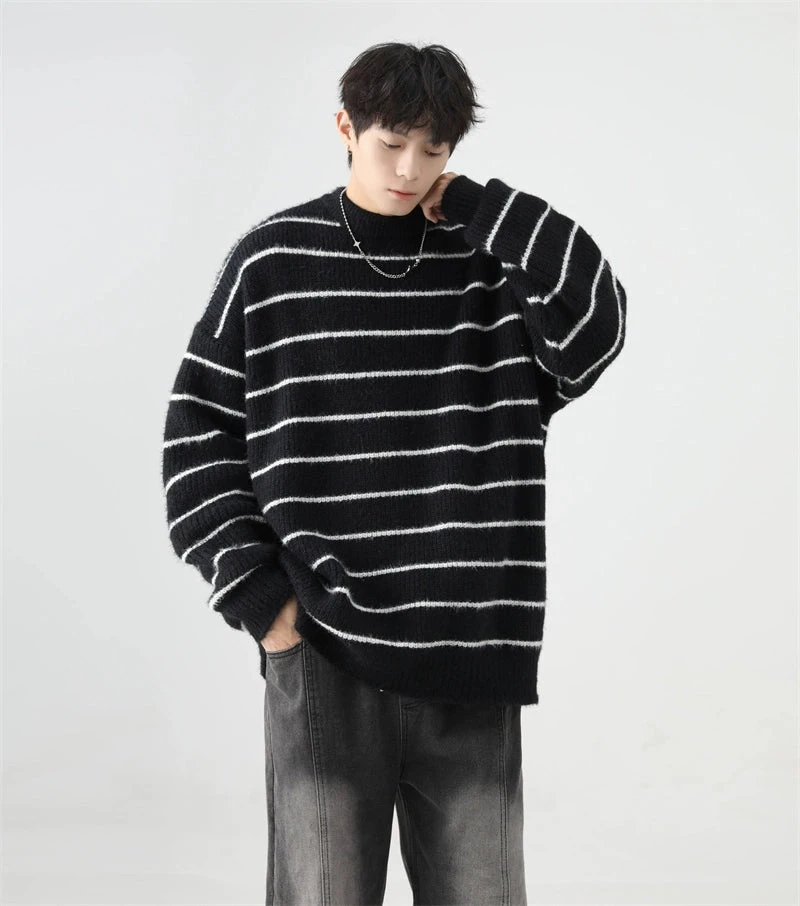 Stripe Oversized Drop Shoulder Knit Sweatshirt 13 Stripe Oversized Drop Shoulder Knit Sweatshirt - Image 13