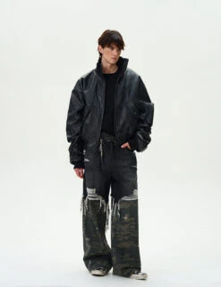 Oversized Faux Leather Mid Crop Bomber Jacket With Sleeve Zip Pocket 23 Oversized Faux Leather Mid Crop Bomber Jacket With Sleeve Zip Pocket -Modern Wear Shop 0b1844c1c7b4d586b10ad695e027efc3