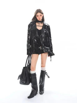 Studded Faux Leather Biker Jacket With Belted Hem And Zipper Details 17 Studded Faux Leather Biker Jacket With Belted Hem And Zipper Details -Modern Wear Shop 0b1994c3331eecf15aa5c20f5ef74b9e