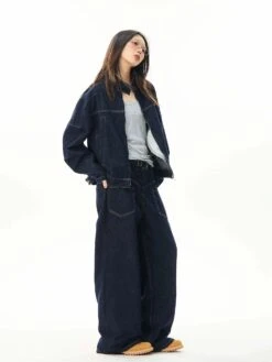 Oversized Contrast Stitch Denim Zip Jacket 28 Oversized Contrast Stitch Denim Zip Jacket -Modern Wear Shop 0b5929e4a17dc56f63e171209fa41855