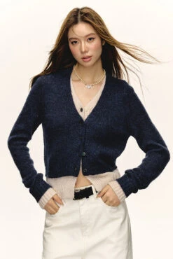 Mock Layered Ribbed Trim Knit Cardigan -Modern Wear Shop 0b5a0207bd1a35808467235226e6ba73