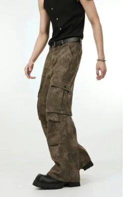 Faded Camo-Wash Multi-Pocket Cargo Trousers -Modern Wear Shop 0b6b4d4632bacd29891daf8baeefb0b5