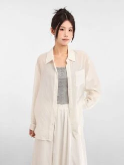 Sheer Lightweight Button-Down Long Sleeve Shirt