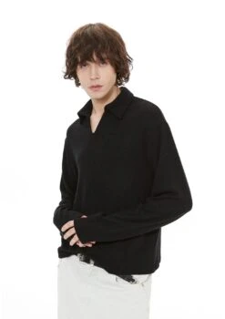 Knit Polo Collar Pullover Sweater Top -Modern Wear Shop 0b834f240142b6db9ce3aeb23469b3c0