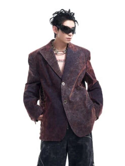 Vintage Wash Fossil Spine Pattern Blazer -Modern Wear Shop 0b8851f7c6a3b8fcf55cb3cc6a2e80c5