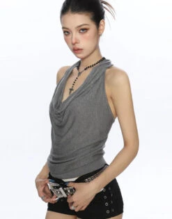 Halter Neck Drape Ribbed Knit Sleeveless Top -Modern Wear Shop 0bd62412b14002df3ecb88fab9849067