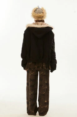 Faux Fur Lined Elastic Hem Hooded Jacket -Modern Wear Shop 0c1d860bad46f42a716b0d7e3664de4f