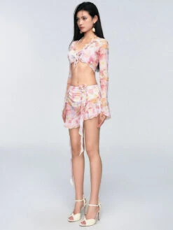 Ruffled Floral Tie-Front Swim Set With Skirt -Modern Wear Shop 0ccd80c7421364c534631a4a08d04de0