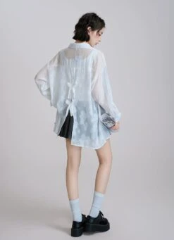 Sheer Floral Tie-Back Long Sleeve Shirt 11 Sheer Floral Tie-Back Long Sleeve Shirt -Modern Wear Shop 0cd3b02f76fb55391e17c23609600e0a