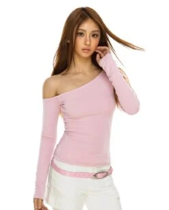 Asymmetric Off-Shoulder Long Sleeve Skinny Top -Modern Wear Shop 0cd9c0dca925cef6e1b1ee96fa708b74