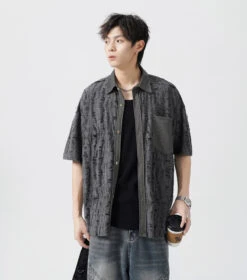 Slim Distressed Textured Button-Down Short Sleeve Shirt -Modern Wear Shop 0ce1cc9d4ad0cce22140e1873c228f82