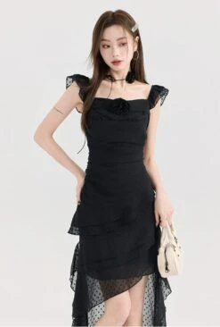 Tiered Ruffle Midi Dress With Floral Detail -Modern Wear Shop 0d07909219540faf6a06024ccd5ce10b
