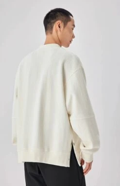 Textured Stripe Ribbed Trim Sweater With Button Details -Modern Wear Shop 0d1b867de77268fea48e1f228623c1e9