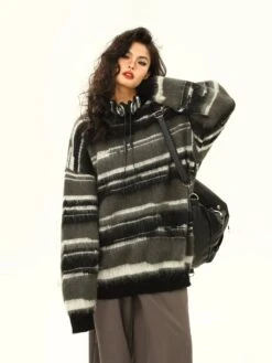 Striped Oversized Drop Shoulder Fuzzy Sweater -Modern Wear Shop 0d34747957cc240cf953244ff2b2e951