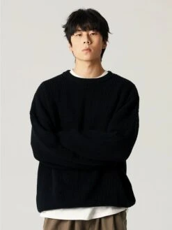 Oversized Crewneck Waffle-Weave Knit Sweater -Modern Wear Shop 0d9882be2f77065032fd3f6517bbe23a