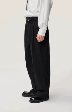 Straight Leg Pleated Trousers With Button Waist And Belt Loops -Modern Wear Shop 0ddcf6f131bb3d20debe708346928004