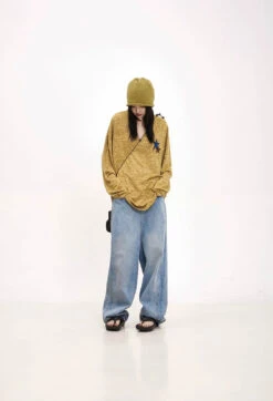 Oversized Heathered Long Sleeve Star-Print Tee -Modern Wear Shop 0e2917440d63909a229bf775f2a43eb0