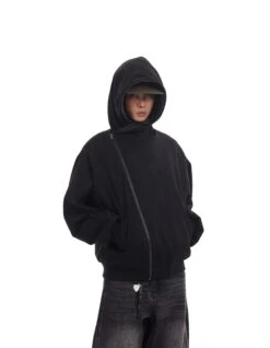 Oversized Asymmetric Zip-Through Hoodie Jacket -Modern Wear Shop 0e30ab79b8fc657bfc6a37068d5a47f9