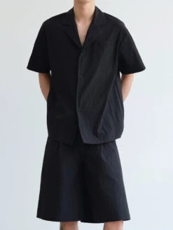 Textured Short Sleeve Button-Up Shirt With Open Collar -Modern Wear Shop 0ed6c92b456178501b3fd4427d5e0943