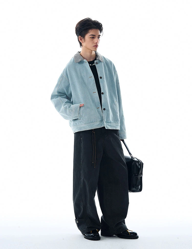 Contrast Corduroy Collar Denim Button Jacket 15 Contrast Corduroy Collar Denim Button Jacket - Image 15