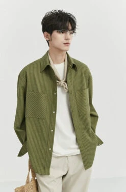 Herringbone Striped Overshirt With Chest Pockets -Modern Wear Shop 0f130d93b6f6628abc74c3863bff2252