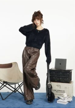 Faux Fur Extra-Cropped Crew-Neck Sweater -Modern Wear Shop 0f372a1bce24f2c22dfed11e35311fd1