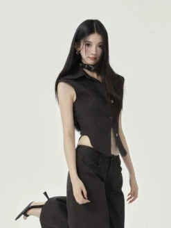 Sleeveless Collared Button-Up Waistcoat Top 16 Sleeveless Collared Button-Up Waistcoat Top -Modern Wear Shop 0f5ee4d5f07caffd2921a6359c7a2786