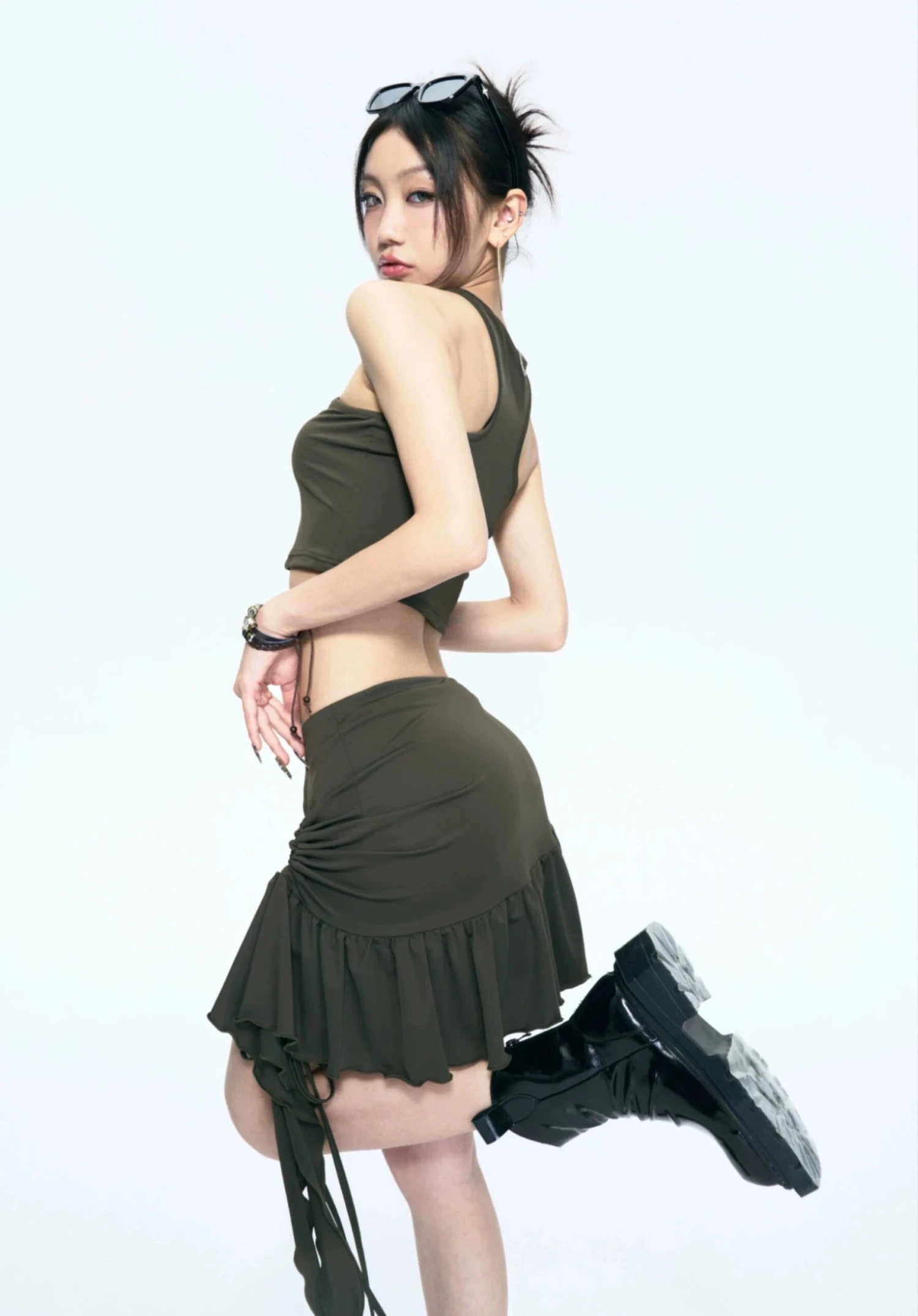 Cold Shoulder Long Sleeve Crop Top With Sleeves 7 Cold Shoulder Long Sleeve Crop Top With Sleeves - Image 7