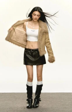 Skinny Faux Fur Trim Zip Jacket -Modern Wear Shop 0fd970a34ee837dd61ac9e4e991f7be4