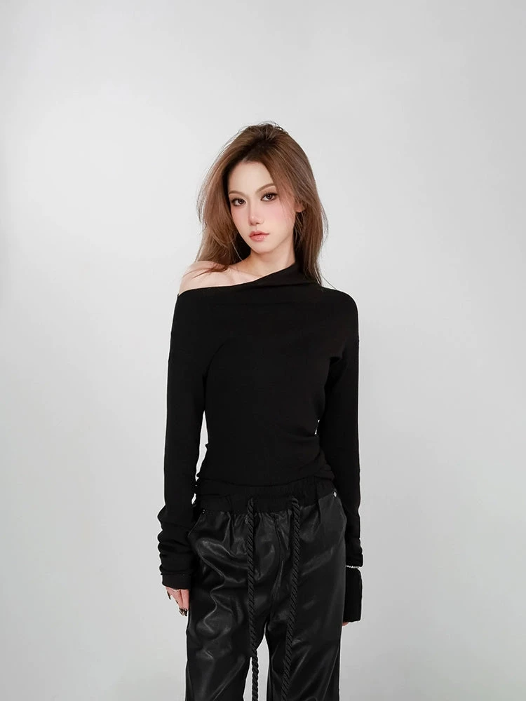 Asymmetrical Neckline Long Sleeve Top 9 Asymmetrical Neckline Long Sleeve Top - Image 9