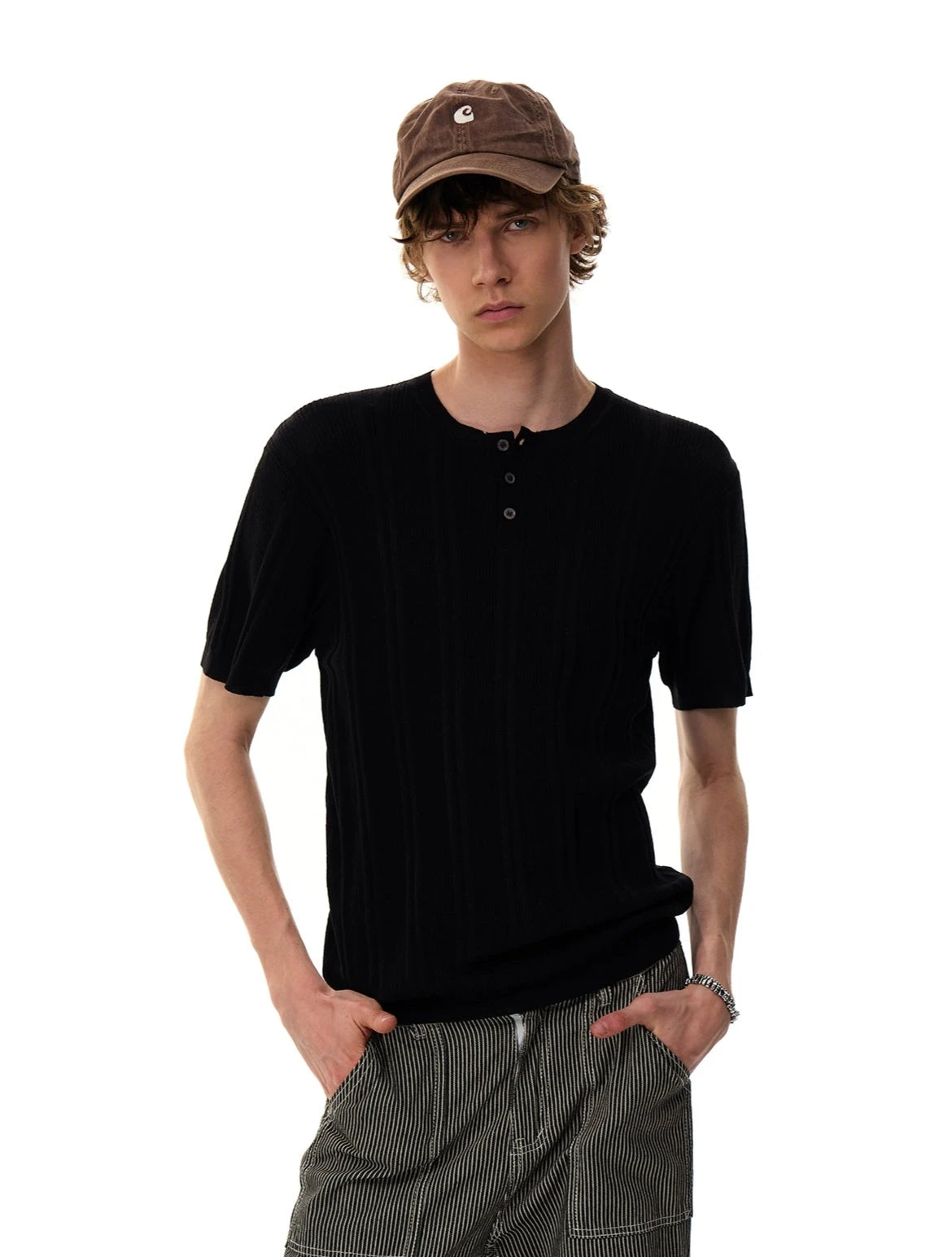 Ribbed Knit Half Button Short Sleeve Shirt 11 Ribbed Knit Half Button Short Sleeve Shirt - Image 11