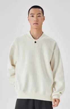 Textured Stripe Ribbed Trim Sweater With Button Details -Modern Wear Shop 10d583fbac3732413a407e40d53b839d