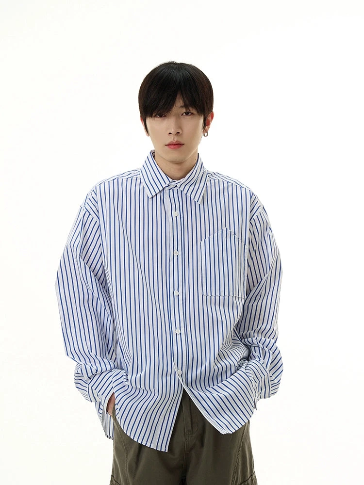 Oversized Boxy Striped Button-Down Shirt 8 Oversized Boxy Striped Button-Down Shirt - Image 8