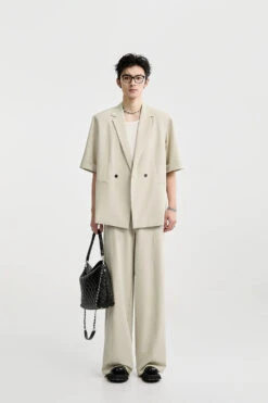 Single Breasted Short Sleeve Blazer With Chain Brooch Detail -Modern Wear Shop 1138c5b3a8bc6e0942cbe5f72edc6bec