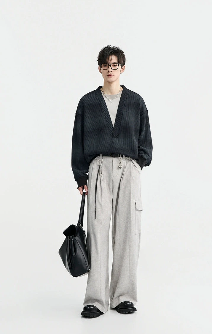 Mock Layered Gradient Ribbed V-Neck Knit Sweater 17 Mock Layered Gradient Ribbed V-Neck Knit Sweater - Image 17