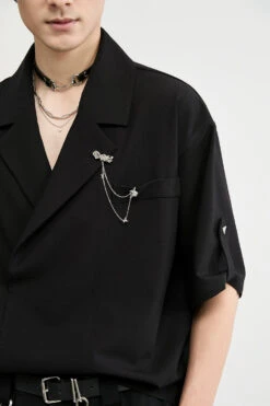 Asymmetric Lapel Short Sleeve Shirt -Modern Wear Shop 119f4a71b1413fa74583df03ecfa18de