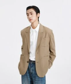 Relaxed Tailored Blazer With Multi Patch Pockets