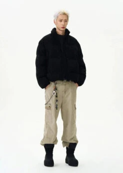 Textured Mid-Crop Puffer Jacket With Ribbed Pocket Details -Modern Wear Shop 11f0b19a945500e32219b9f48e8d0822