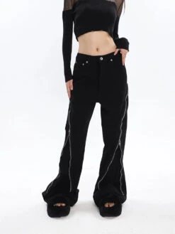 Zippered Split Semi-Flare Pants -Modern Wear Shop 11fc1186cd3f4e3b6ca7381d17906618